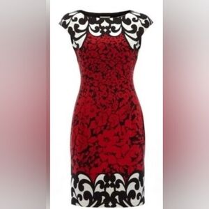 Maggy London Red and Black Patterned Dress